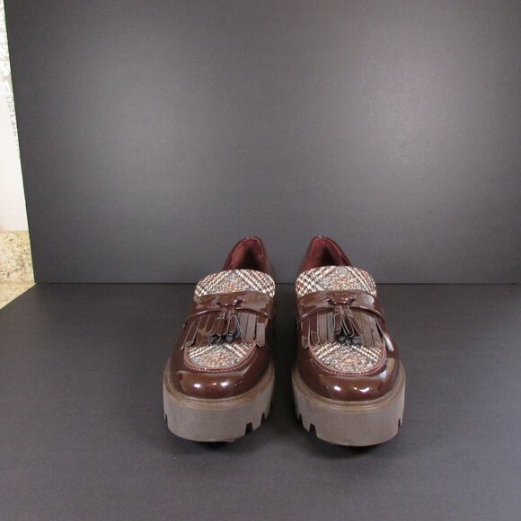 Franco Sarto BERSA Women's Loafers 9.5M Patent Leather, Hounds Tooth Plaid - Picture 3 of 9